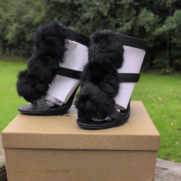 Privileged Black Fur Heels - Picture 1 of 10